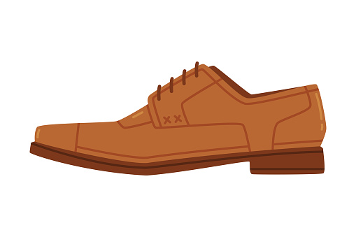 Brown Leather Man Shoe as Formal Footwear and Clothing Vector Illustration