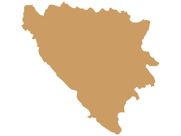 Brown Map of European Country of Bosnia and Herzegovina Vector Illustration of the Brown Map of European Country of Bosnia and Herzegovina bosnia and hercegovina stock illustrations