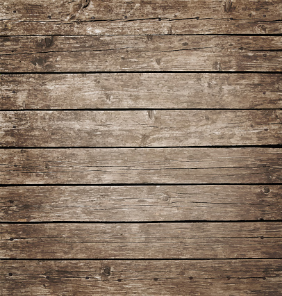 Vector illustration background texture of grunge weathered vintage brown knotty wooden planks