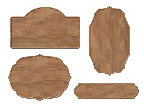 ブラウン材看板セット2 - 木　板点のイラスト素材／クリップアート素材／マンガ素材／アイコン素材