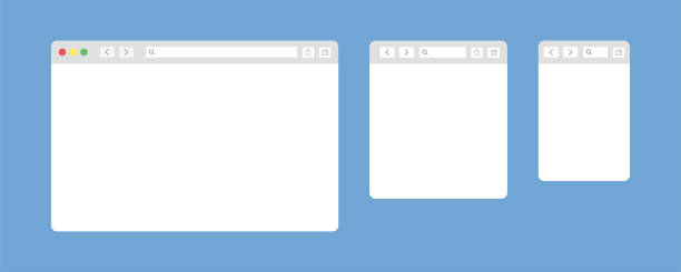 브라우저 창 격리 벡터 웹 요소입니다. 모바일 장치 디자인을 위한 브라우저 창이 있는 템플릿을 디자인합니다. 빈 템플릿. 웹 사이트 템플릿 디자인. 웹 사이트 디자인에 대한 모형. - website stock illustrations