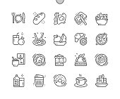 istock Brunch. Egg and bacon. Coffee with croissant. Steak, oatmeal, salad and other. Menu for restaurant and cafe. Pixel Perfect Vector Thin Line Icons. Simple Minimal Pictogram 1363673530