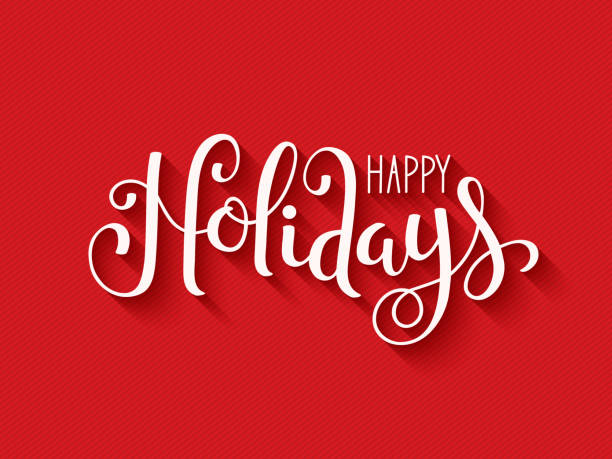 happy holidays fırça kaligrafi kartı - happy holidays stock illustrations