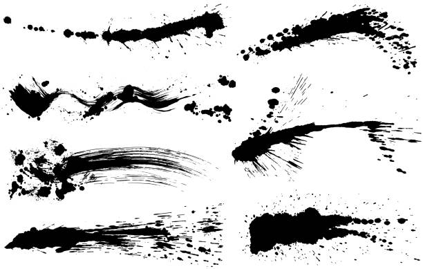 brush stroke illustrations. hand drawn shapes. Set of brush stroke illustrations. ink stock illustrations