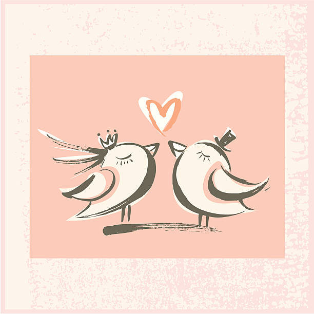 Brushstroke Love Birds vector art illustration
