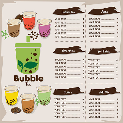 Bubble Tea Menu Graphic Template Stock Illustration ...