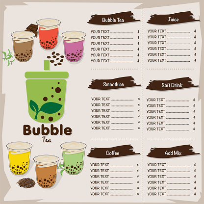 Bubble Tea Menu Graphic Template Stock Illustration Bubble Tea Menu Graphic Template Stock Illustration