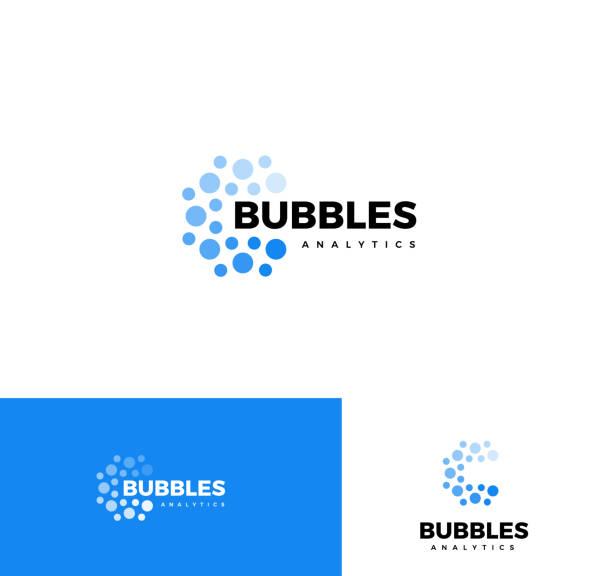 Bubbles logo set. Web analytics app logotype collection. Business report element, mind map application icon. Sparkling mineral water. Fizzy drink sign. Isolated car wash, laundry vector illustration. vector art illustration
