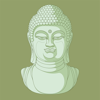 Buddha Head n° 4 (Three tones, Green)