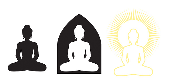 vector, illustration, buddha silhouettes, buddha symbol