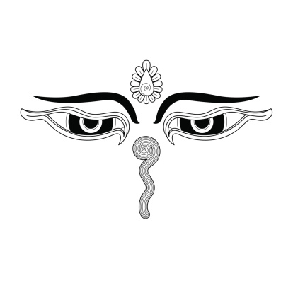 Buddha's eyes (Line drawing) – (Buddhist symbol)