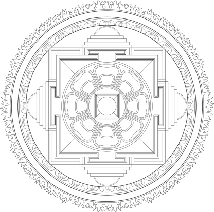 Buddhist Kalachakra Mandala (Construction / Line drawing)