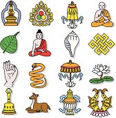 Vector icons with a Buddhist theme.