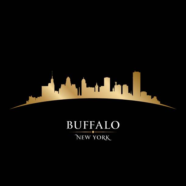 Buffalo New York city skyline silhouette Buffalo New York city skyline vector silhouette illustration buffalo new york stock illustrations