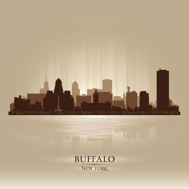 Buffalo New York city skyline silhouette Buffalo New York city skyline vector silhouette illustration buffalo new york stock illustrations