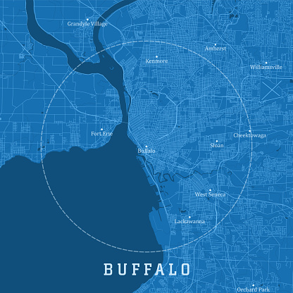 Buffalo NY City Vector Road Map Blue Text