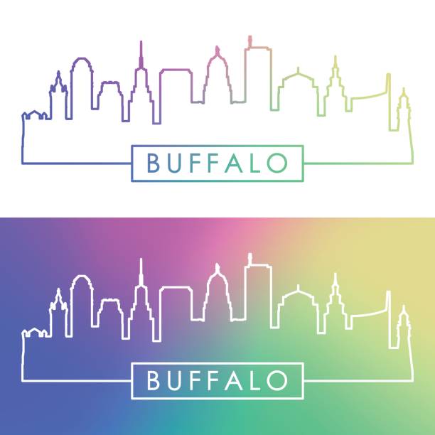 Buffalo skyline. Colorful linear style. Editable vector file. Buffalo skyline. Colorful linear style. Editable vector file. buffalo new york stock illustrations