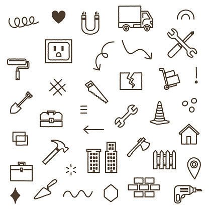 Build and renovation budgets theme vector line illustration. Hand drawn icons as seamless pattern design which can be widely used for fabrics, prints, covers, presentations, etc.