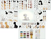 This EPS file is a graphic designer's tool-kit, containing what you need to create your own custom puppy avatar. Everything you see is included in the files.