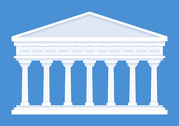 Building Façade Columns Classical Style Building façade made of marble with classical style columns and space for your copy. supreme court building stock illustrations