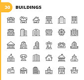 30 Building Outline Icons.