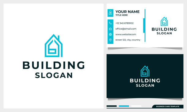 building logo design with letter B initial concept and business card template building logo design with letter B initial concept and business card template roofing business card stock illustrations