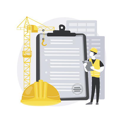 Building permit abstract concept vector illustration.