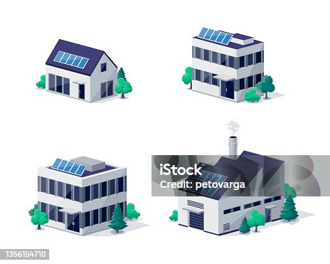 istock Buildings factory office house illustrations 1356154710