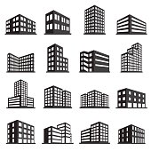 Buildings icon and office icon set