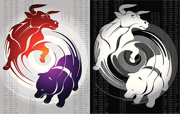Bull and Bear Separated layers available wall street stock illustrations