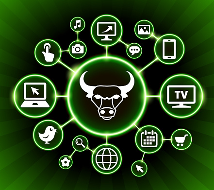 Bull & Horns Internet Communication Technology Dark Buttons Background