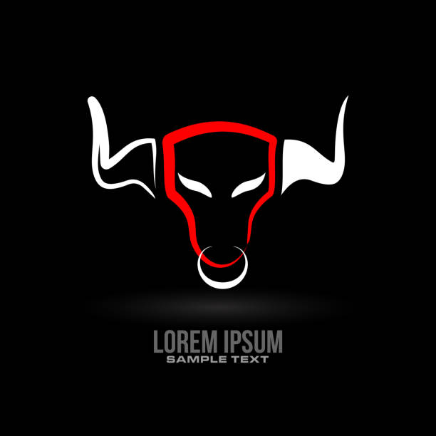 bull icon freehand bull head icon design in vector format drawing of the bull head tattoo designs stock illustrations