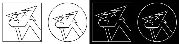 2021 bull, ox the symbol of new year of Chinese calendar. Stylized image in regular geometric lines. Icon, logo in black and white style 2021 bull, ox the symbol of new year of Chinese calendar. Stylized image in regular geometric lines. Icon, logo in black and white style drawing of the bull head tattoo designs stock illustrations
