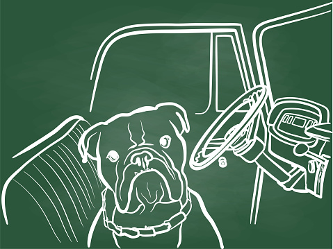 Bulldog Guarding The Truck Chalkboard