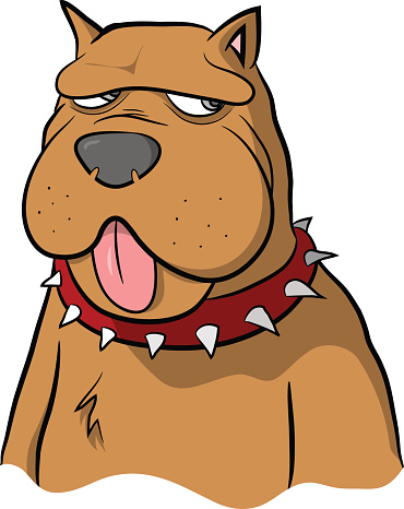 Bulldog Wearing Spiky Collar Cartoon