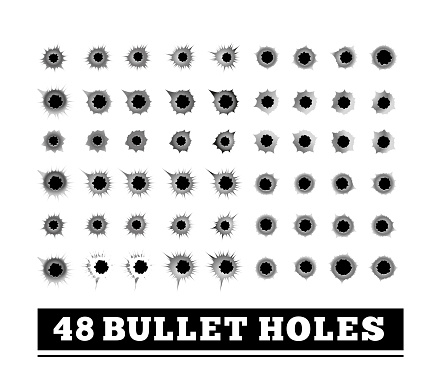 Bullet holes vector illustration on white
