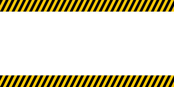 Bulletin board important announcements, yellow and black diagonal stripes, vector warn caution construction danger border Bulletin board for important announcements, yellow and black diagonal stripes, vector warn caution construction danger border security borders stock illustrations