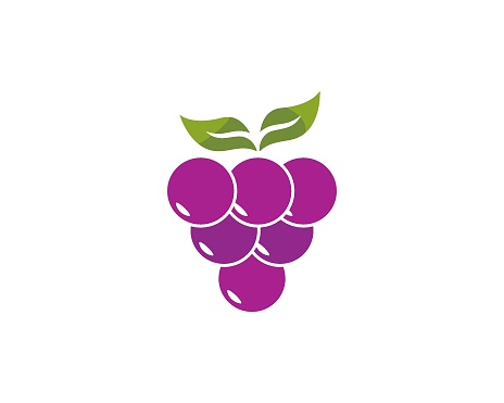 Bunch of wine grapes with leaf icon