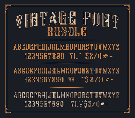 Bundle of vintage decorative fonts. Perfect for alcohol labels, logos, shops,headlines, posters and many other uses.
