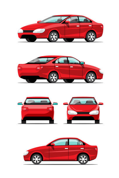 Bundle set of  Automatic cars or passenger cars vactor vector art illustration