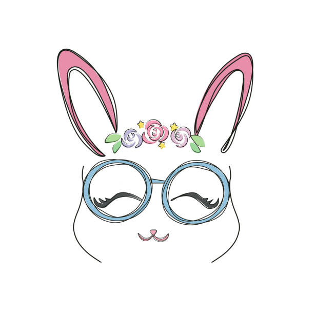Free Bunny Face With Glasses Svg 517 SVG PNG EPS DXF File.