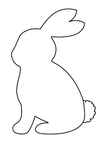 Bunny Or Rabbit Silhouette In Black Outline Vector Illustration