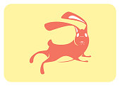 vector illustration of bunny running symbol