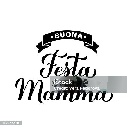 istock Buona festa della Mamma calligraphy hand lettering. Happy Mothers Day in Italian. Vector template for typography poster, greeting card, banner, invitation, sticker, etc 1390363761