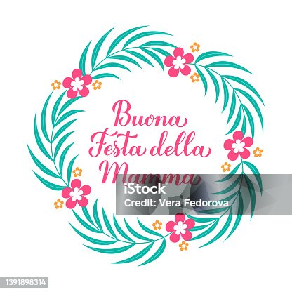 istock Buona festa della Mamma calligraphy hand lettering. Happy Mothers Day in Italian. Vector template for typography poster, greeting card, banner, invitation, sticker, etc 1391898314