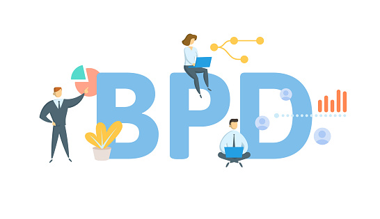 BPD, Bureau of the Public Debt. Concept with keyword, people and icons. Flat vector illustration. Isolated on white background.