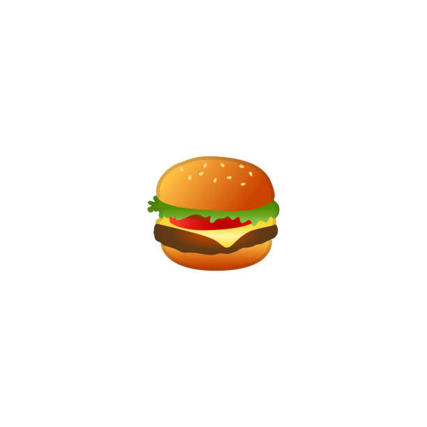 значок бургер вектор. изолированные гамбургер фаст-фуд emoji, смайлик иллюстрация - burger stock illustrations
