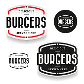 Burgers vintage label set vector