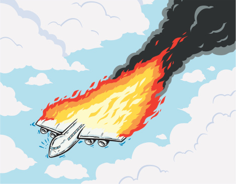 Burning airplane