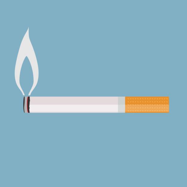 illustrations, cliparts, dessins animés et icônes de cigarette allumée avec une fumée. vector - cigarette